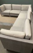 GARDEN FURNITURE - modern cane effect sectional seating (4 x 3) corner sofa, L shaped section -
