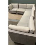 GARDEN FURNITURE - modern cane effect sectional seating (4 x 3) corner sofa, L shaped section -