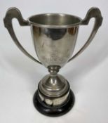 JAMES WALTER TIPTAFT BIRMINGHAM SILVER PRESENTATION TROPHY CUP - circa 1940, 13ozt off the base,