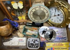 MIXED CLOCKS & COLLECTABLES GROUP - an Art Deco mantel clock, a modern heavy brass Quartz ship's