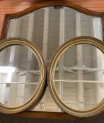 VINTAGE WALL MIRRORS (3) - a mahogany shield shape example with boxwood inlay and wall hanging