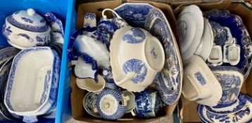 BLUE & WHITE DECORATED TABLE & ORNAMENTAL WARE - a large mixed quantity by various makers (within