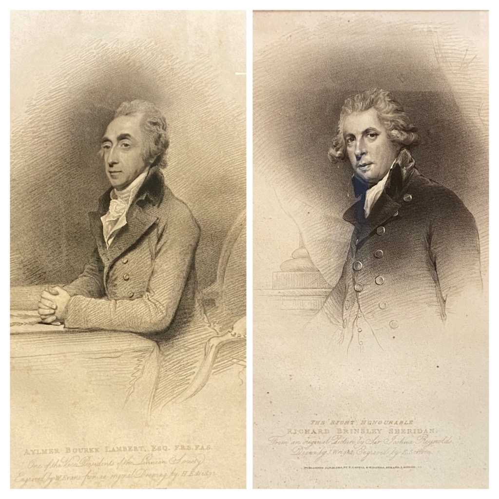 ANTIQUE PORTRAIT PRINTS (2) - Aylmer Bourke Lambert and The Right Honourable Richard Brinsley