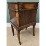 MAHOGANY TAMBOUR FRONTED WORK TABLE with upper drawer and square top, 71.5cms H, 44cms maximum W,