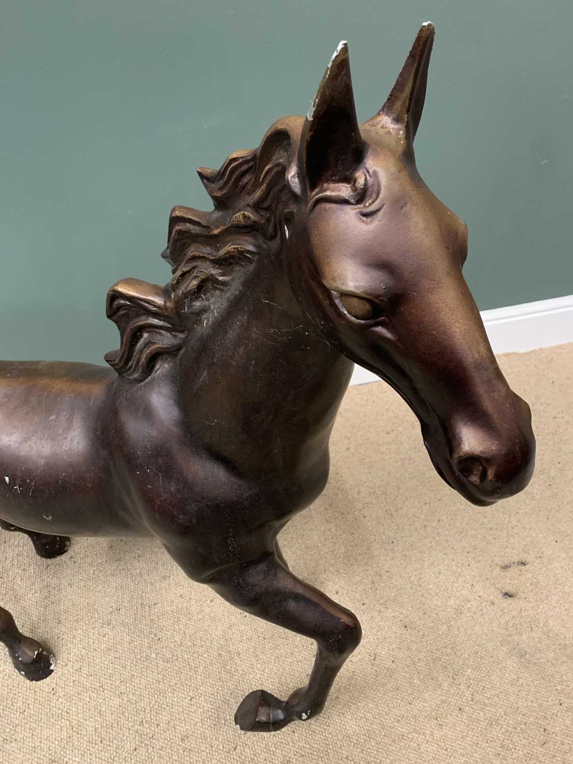 BRONZE EFFECT METALLIC MODEL OF A HORSE, 106cms H, 30cms W, 110cms L - Image 2 of 2
