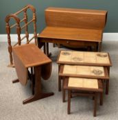 FURNITURE ASSORTMENT (5) - mid-Century style to include a tiled top nest of three tables, gate leg