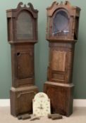 LONGCASE CLOCKS FOR RESTORATION (2), each with a pair of weights and one painted dial "J N