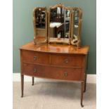 PLUS LOT 38 - ANTIQUE MAHOGANY CHEST OF DRAWERS, two short over one long drawer, with inlay and on
