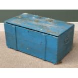 PAINTED PINE LIFT TOP CHEST with iron handles and banding, 42cms H, 89cms W, 49cms D and a