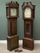 LONGCASE CLOCKS (2) - mahogany case with arched painted dial, "G Dorking, Liverpool", 204cms H,