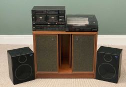 PIONEER STACKING SYSTEM with turntable and speakers, a pair of Dynatron LS1428 speakers and a teak