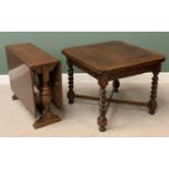 BARLEY TWIST DRAW LEAF OAK TABLE, 75cms H, 152cms W, 92cms D and a similar style drop leaf table