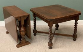 BARLEY TWIST DRAW LEAF OAK TABLE, 75cms H, 152cms W, 92cms D and a similar style drop leaf table