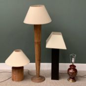 TABLE LAMP ASSORTMENT (4) - the tallest being a fancy treen lamp, 157cms H E/T