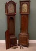 LONGCASE CLOCKS (2) - both mahogany cased with arched brass dials, one "J Hocker, Reading", 218cms