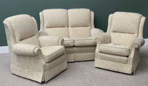 THREE PIECE SUITE by Bridgecraft to include two seater sofa,, 99cms H, 138cms w, 53cms D and a