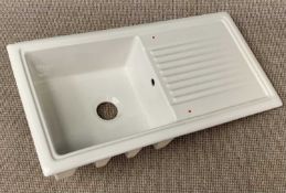 "THE KITCHEN SINK !!" - a porcelain sink with drainer, 23cms H, 102cms W, 53cms D