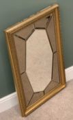 GILT FRAMED MIRROR with octagonal centre section and bevelled glass surround, 99 x 64cms