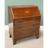 OFFERED WITH LOT 25 - EDWARDIAN MAHOGANY BUREAU having three drawers with shell inlay to the slope