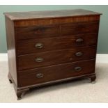GEORGIAN MAHOGANY CHEST OF TWO SHORT OVER THREE LONG DRAWERS with brass drop handles and on