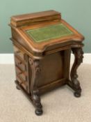 REPRODUCTION MAHOGANY DAVENPORT with two sets of four opening end drawers, tooled leather effect