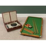 VINTAGE TABLE TOP SNOOKER TABLE by Walter Lindrum, 64 x 125cms and a circa 1960's Phillips record