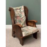 ARTS & CRAFTS STYLE PEG-JOINED OAK CHAIR, 103cms H, 70cms W, 56cms D