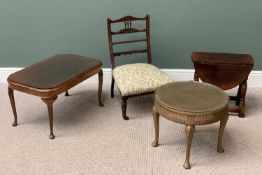 FURNITURE ASSORTMENT (4) - to include an Edwardian nursing chair, loom type circular top coffee