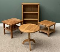 FURNITURE ASSORTMENT - modern light wood to include open bookcase, 120cms H, 80cms W, 35cms D, one