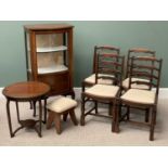 FURNITURE ASSORTMENT (4) - to include an Edwardian mahogany display cabinet on splayed supports,