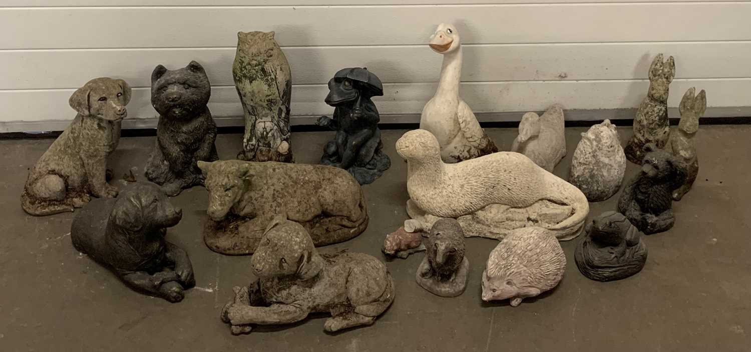 GARDEN ORNAMENTS - stoneware and composition, a large quantity of animal examples