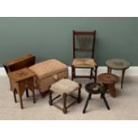 FURNITURE ASSORTMENT (8) to include a pretty inlaid square top side table, 47cms H, 29 x 29cms