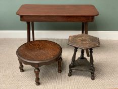 FURNITURE ASSORTMENT (3) to include a mahogany rectangular top side table, 72cms H, 122cms W,