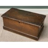 VINTAGE PINE BOX with iron handles, 38cms H, 85cms W, 44cms D