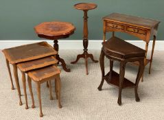 FURNITURE ASSORTMENT (5) - reproduction items to include two drawer hall table, nest of three