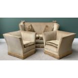 KNOLE TYPE DROP END TWO SEATER SOFA with accompanying chairs, by Parker Knoll, classically