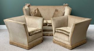 KNOLE TYPE DROP END TWO SEATER SOFA with accompanying chairs, by Parker Knoll, classically