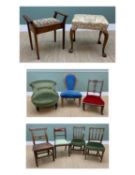 ASSORTED SEATING FURNITURE, including pair Sheraton-style square back dining chairs, Regency sabre