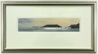 ‡ GARETH THOMAS watercolour - coastal scene, entitled verso 'Evening Marloes', signed, 8 x