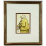 ANDREW DOUGLAS FORBES, watercolour - 'Working Man' signed & titled in pencil, 13.5 x 9.5cm