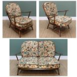 ERCOL WINDSOR THREE PIECE SUITE, comprising two seater settee model 204/2, overall width 133cm,