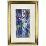 ‡ BONNIE HELEN HAWKINS, mixed media - Harmony, two roses and celtic knots, signed, 36 x 19cm