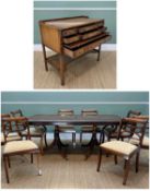 REPRODUCTION REGENCY-STYLE TWIN PEDESTAL DINING SUITE, comprising twin-pedestal dining table 229cm w