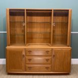 ERCOL PALE ELM 'WINDSOR' SIDEBOARD CABINET, base with three equal drawers, one with removable