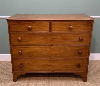 19TH CENTURY MAHOGANY CHEST, fitted two short and three graduated long drawers, 125cm w x 54cm d x