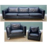 MODERN MACHALKE LEATHER 4-SEATER SOFA & ARMCHAIR, with contrast stitching, and an associated CHILD'S