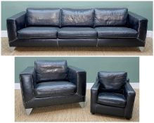 MODERN MACHALKE LEATHER 4-SEATER SOFA & ARMCHAIR, with contrast stitching, and an associated CHILD'S