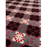 WELSH WOOLEN TAPESTRY BLANKET, white, red and black, 200 x 216cm Comments: a few minor stains.