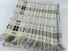 TRADITIONAL WELSH WOOLLEN TAPESTRY BLANKET, cream, blue, green and charcoal, 230 x 214cm Comments.