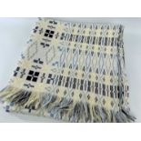 TRADITIONAL WELSH WOOLLEN TAPESTRY BLANKET, cream, blue, green and charcoal, 230 x 214cm Comments.